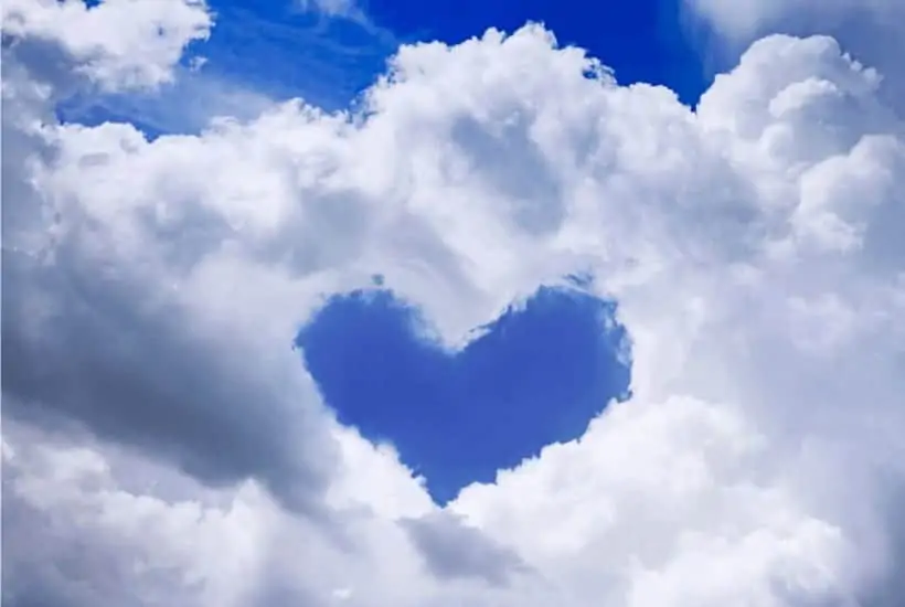 No Greater Love Than This - An image of the sky with a cloud formed in the shape of a heart