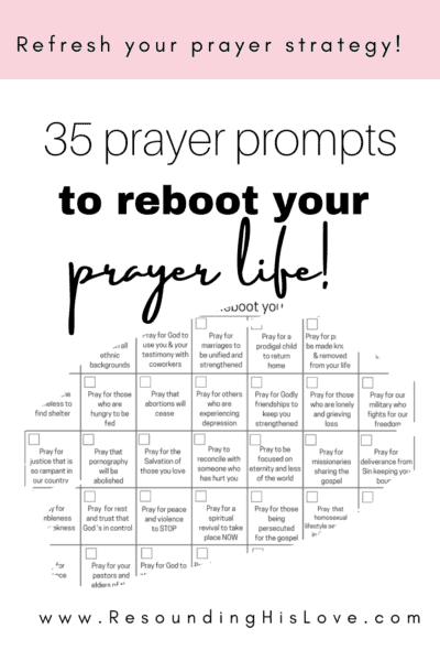 an image of scriptures on a calendar with 35 Prayer Prompts to Reboot Your Prayer Life
