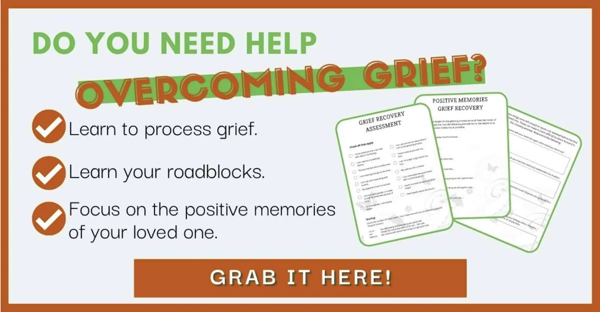 Grief Recovery Assessment Sheets