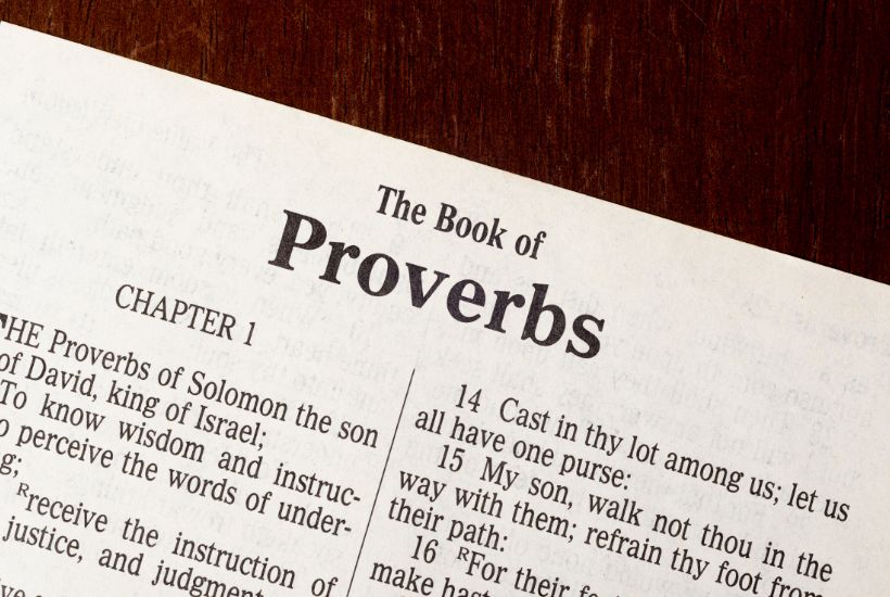 a bible opened to the book of Proverbs featured for Famous Proverbs From The Bible That Offer Timeless Wisdom