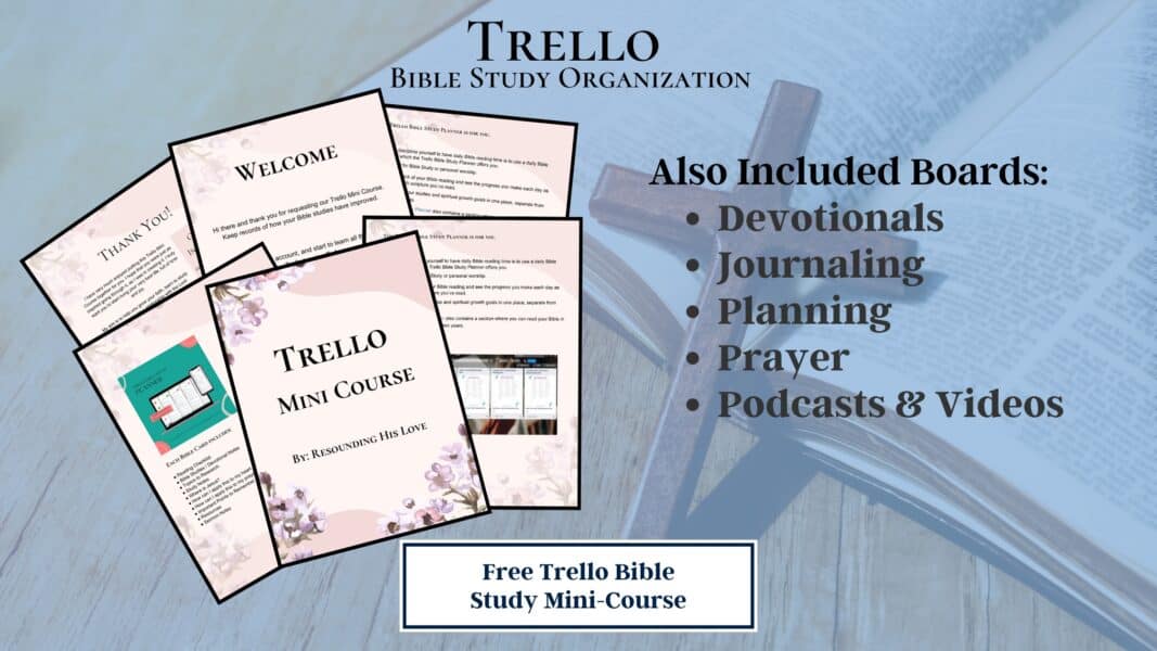 a group of papers on a table Trello Bible Study Organization Mini-Course